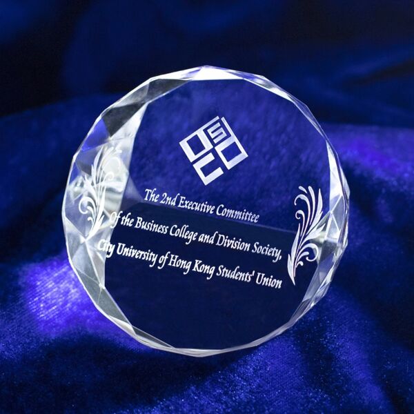 Multifaceted Crystal Round Paperweight Thumbnail