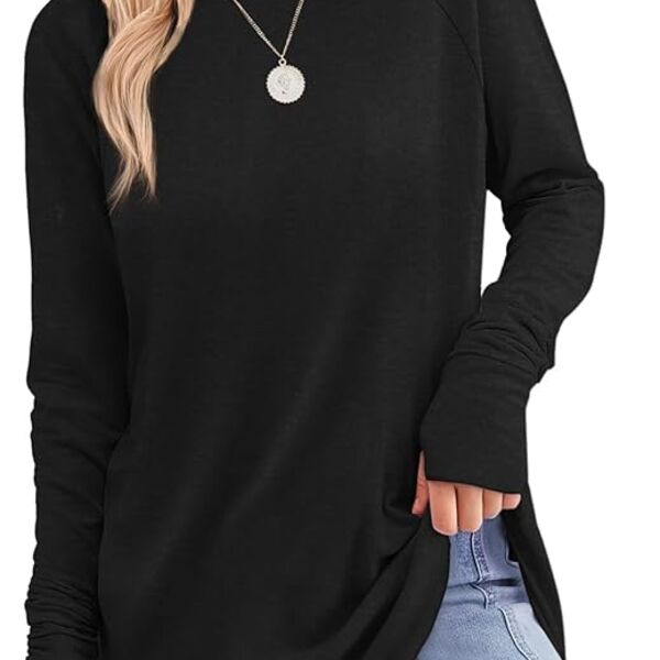Womens Long Sleeve Tunic Top with Thumb Hole Thumbnail